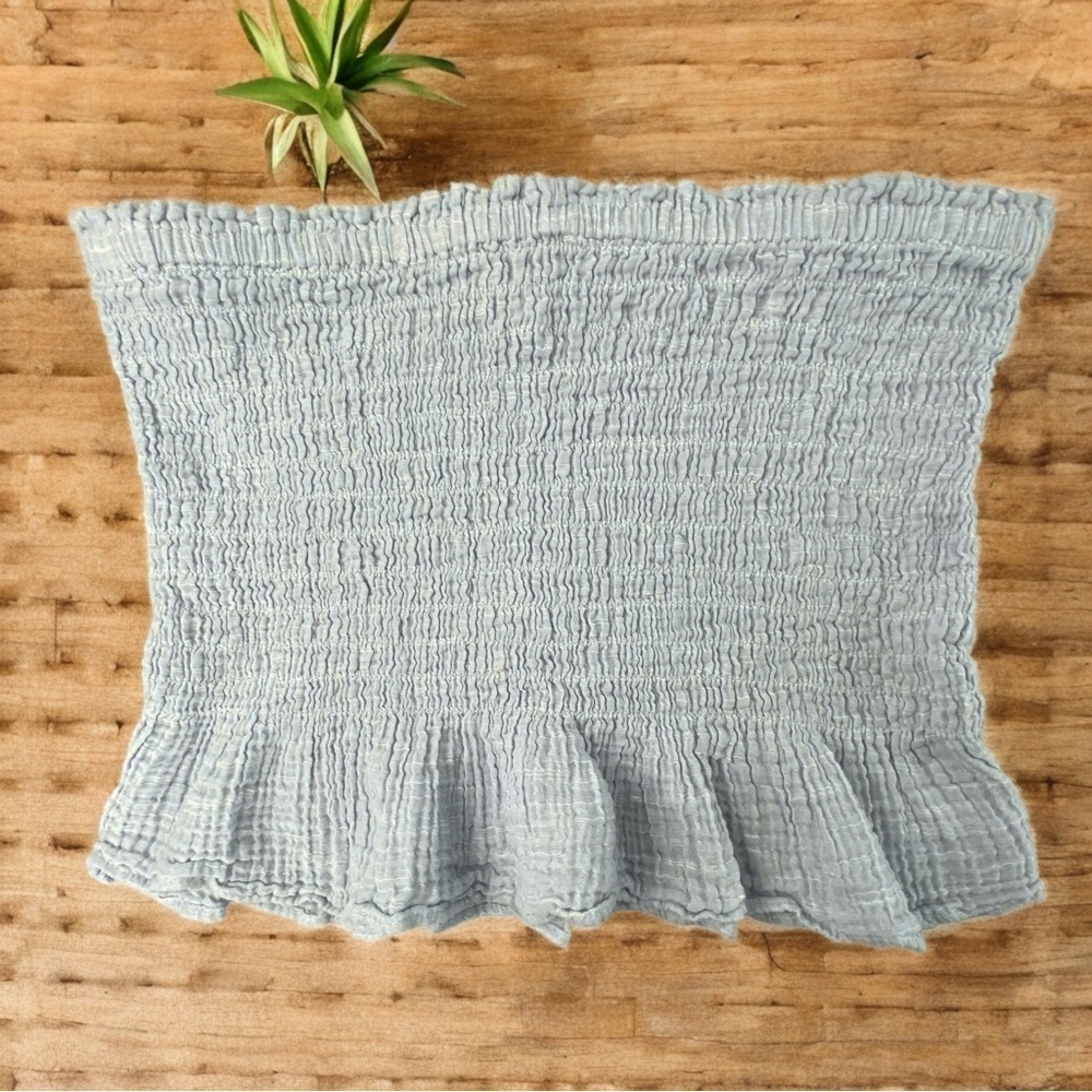 AE light blue stretch cropped tube top with peplum bottom wms sz XL